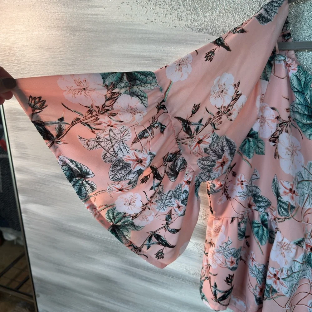 a.n.a Pink Flutter Sleeve Ruffled Blouse - Picture 6 of 11